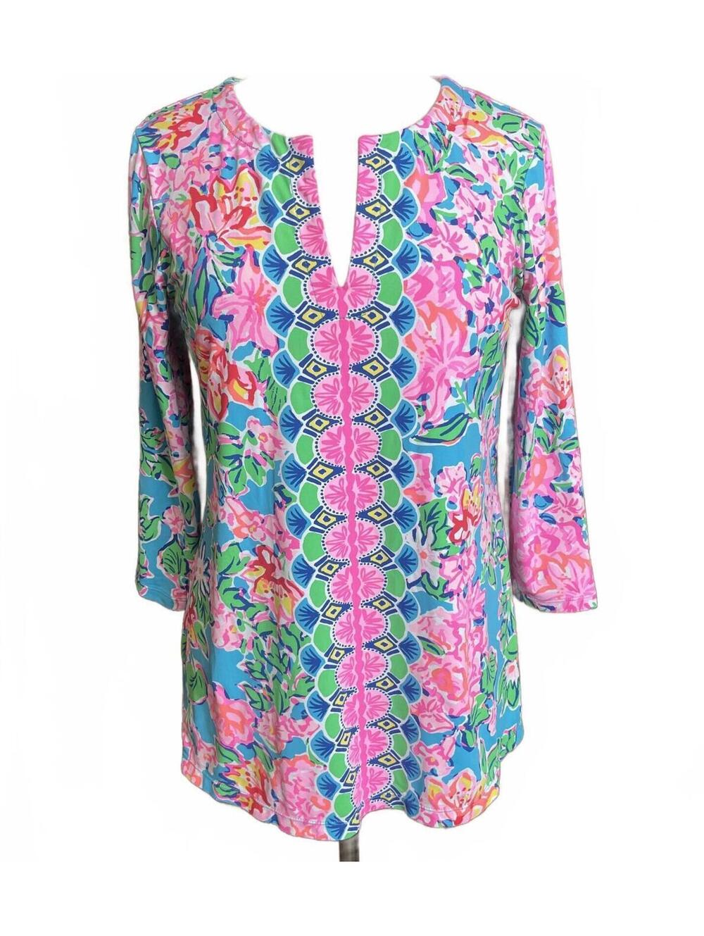 Lilly Pulitzer Karina tunic top Rose to the Occasion print